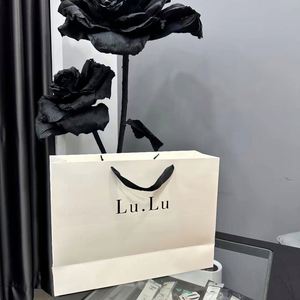 Custom Print Logo Elegant White pink Gift Paper <b>Bags</b> Pink Luxury Clothing Boutique Paper Shopping <b>Bag</b> With Ribbon Handle - Product Image 5