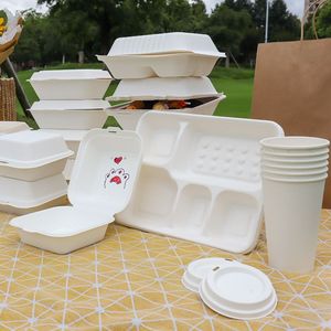 Compostable Eco Fast Food Embalagem 6 Polegada Flip Top Takeout Paper Container Descartável Bagasse <span class=keywords><strong>Burger</strong></span> <span class=keywords><strong>Box</strong></span> - Product Image 2
