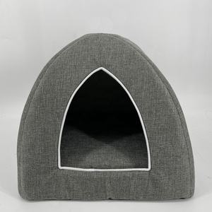 Cave Hunde bett und Katzen haus Klassisches Leinen mit atmungsaktivem Dach und Matte Kleine Hunde betten und Katzen kuppel haus - Product Image 2