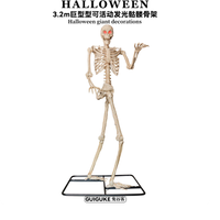 Squelette géant lumineux à mi-corps pour Halloween, avec yeux rouges brillants, accessoire de crâne pour décoration de maison hantée ou de fête