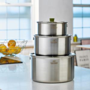 Bộ dụng cụ nấu ăn bằng thép không gỉ 3 lớp PocketDream Gourmet 4 món với nắp nồi, tay cầm tháo rời, chất lượng chuyên nghiệp - Product Image 1