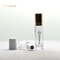 En stock, flacon en verre transparent de 5 ml et 10 ml, flacon roll-on avec bouchon noir, bille en verre