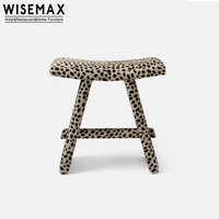 WISEMAX FURNITURE Salon de luxe léger Cadre en bois Chaise en tissu imprimé léopard Tabourets pouf pour hôtel, bureau, restaurant
