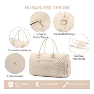 여행 세면도구 체육관 더플 캐리 온 오버 나이트 백 베이지 신발 구획 여행 여성 여자 주말 가방 - Product Image 5