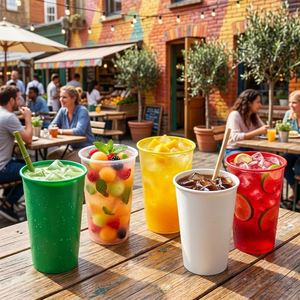 Gobelet écologique 16 oz/500 ml, tasse à boisson personnalisée, réutilisable, portable, vaisselle classique pour les fêtes, le camping et les activités de plein air, verre en plastique - Product Image 1