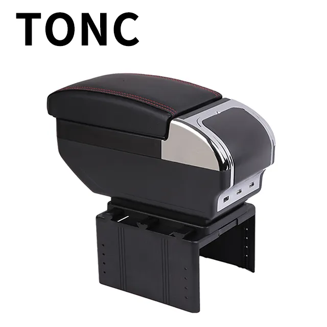 Scatola per bracciolo centrale universale per auto TONC ricarica USB scatola portaoggetti per console centrale a due strati con supporto per tazza d'acqua