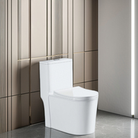 KAWAL Cuvette de toilettes moderne en céramique allongée à double chasse, à sortie verticale (S-Trap), à double trou, avec couvercle à double fonction de chasse super tourbillonnante, résistante aux hautes températures pour salle de bain