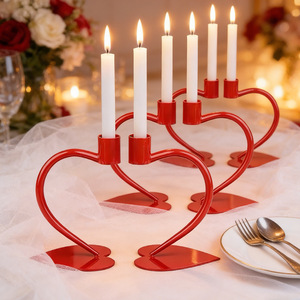 Candelabros Metálicos Románticos en Forma de Corazón, Decoraciones para Bodas, Adornos para Cenas a la Luz de las Velas del Día de San Valentín, Artesanías Metálicas de Lujo - Product Image 1