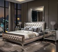 Lit double moderne de haute qualité OE HOME avec miroir effet diamant, 4 tiroirs, hauteur réglable, pour appartement ou hôtel