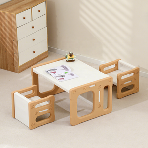 <span class=keywords><strong>Table</strong></span> pour tout-petits SINKIPA moderne Montessori en plastique avec 2 chaises, ensemble écologique, sécurité, hauteur réglable, multifonctionnel, durable - Product Image 1