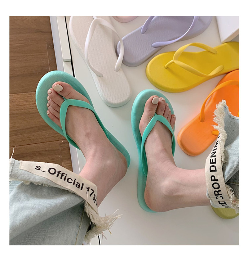 Simple Solid Color Comfortable Slippers Flip Flops Women Summer Beach Flipflops