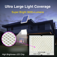 Projecteur solaire extérieur 100W-500W, LED haute luminosité, étanche IP65, ABS, super lumineux, capteur crépusculaire, CRI95 5000K