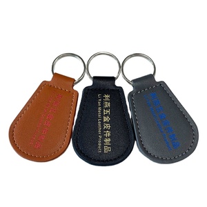 Hot Selling Black Brown Leather Keyring Custom Brand Engrave Color logo Keychain Middle Size Leather Tag