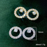 Kadınlar için Kübik Zirkonya Açık Daire Saplama Küpe, 10mm, Altın Kaplama Pirinç Zarif Geometrik, Beyaz Altın Altın