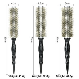 Loto legno rullo pettine di cinghiale stile cilindrico pettine coda a punta tubo di alluminio per il salone - Product Image 2
