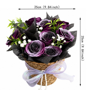 ดอกไม้สบู่ไล่เฉดสีในถัง ของขวัญดอกไม้ประดิษฐ์สำหรับวันเกิด คริสต์มาส ตกแต่งโต๊ะ - Product Image 5
