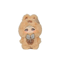 Porte-clés poupée en peluche style Lolita mignon, pendentif de sac rouge moelleux avec nœud en dentelle à carreaux, adorable figurine de personnage pour sac à dos