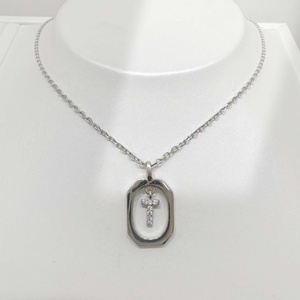 wholesale silver 925 plata <b>initial</b> letter fashion pendant necklace casual ladies Rhodium plated best friend geometric necklaces - Product Image 4