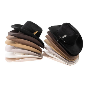 Cappello in Feltro di Lana Stile Cowboy con Decorazione a Foglia Metallica, Moda Casual Vendita Calda - Product Image 5