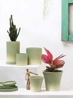 Pot bunga keramik kecil sedang, Pot bunga dengan sentuhan akhir mengkilap warna gradien desain Modern untuk penanaman rumah taman kamar bayi