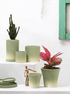 Moyen petit pot de <span class=keywords><strong>fleur</strong></span> en céramique avec finition émaillée dégradé de couleur design moderne élégant pour la plantation de pépinière de jardin à la maison - Product Image 3