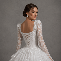Robe de mariée classique et modeste, coupe princesse, à manches longues, avec corset illusion, dentelle florale 3D, perles et paillettes, grande taille, sur mesure