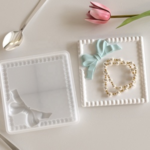 Stampo in silicone DM1205 rotondo quadrato a forma <span class=keywords><strong>di</strong></span> fiocco per vassoio, resina epossidica, fai da te, contenitore per gioielli, stampi per piatti da portata in gesso e cemento - Product Image 4