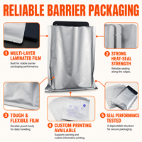 Bolsa Antiestática Metalizada Plateada Mate de Tamaño Personalizado, Bolsa Plana con Sellado de Tres Lados y Muesca de Desgarre para Placa Base y Disco Duro