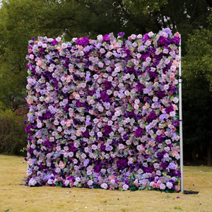 Lussuosa Parete Artificiale di Rose e Ortensie nei toni <span class=keywords><strong>viola</strong></span> e rosa, perfetta per matrimoni, eventi o sfondi fotografici. - Product Image 1