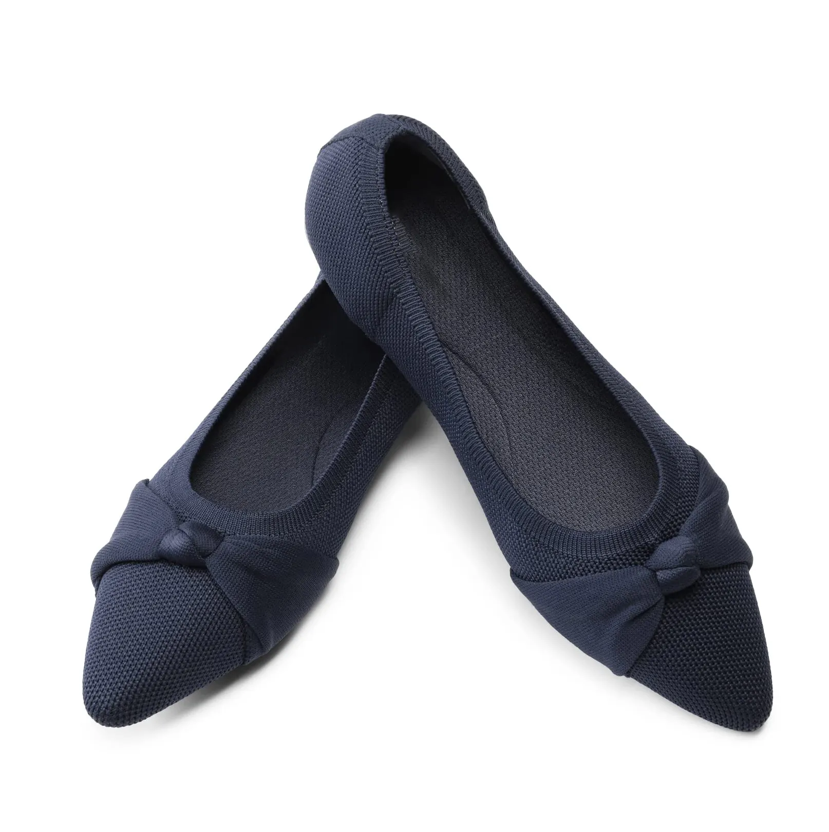 Comfort Slip On Faltbare Ballett Flache Schuhe Damen Strick Zehen kleid Flats Soft mit Bowknot Damenschuhe