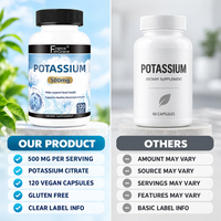 Complément alimentaire Shecome Vitamine Potassium pour soutenir la santé immunitaire des adultes, 120 capsules de potassium, extraits végétaux