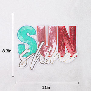 Venta al por mayor de parches de letras bordadas personalizados bonitos diseño de Sol de vacaciones de verano con <span class=keywords><strong>lentejuelas</strong></span> en la ropa con forma de letra inglesa - Product Image 3