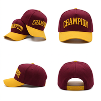 Casquette de baseball personnalisée avec logo brodé en 3D, couleur contrastée marron et or, visière incurvée, couronne haute, fermeture à pression