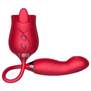 Weiblicher G-Punkt-Rosen-<span class=keywords><strong>Vibrator</strong></span> mit USB-Stromversorgung und 10 Kuss-Modi Vibrierender <span class=keywords><strong>Dildo</strong></span> für Oralsex-Spielzeug - Product Image 1