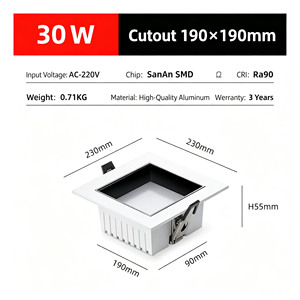 Eingelassener Quadratischer Blendfreier <span class=keywords><strong>LED</strong></span>-Downlight Aluminium <span class=keywords><strong>LED</strong></span>-Spot für Kommerzielle Innenbeleuchtung - Product Image 5