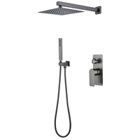 Ensemble de douche thermostatique mural encastré de luxe en laiton chromé poli avec mitigeur de douche à effet pluie et fonction pistolet