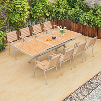 Ensemble de table et chaises de salle à manger extensibles en bois composite pour extérieur, mobilier commercial personnalisable en gros