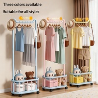 Porte-manteau mobile sur pied en fer, design double barre, grande capacité de rangement pour salon, chambre et balcon