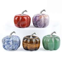 Nouveauté : Figurine de citrouille en pierre précieuse naturelle de 20 mm et 30 mm, sculptée à la main, ornement de citrouille en cristal pour la décoration intérieure