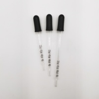 Pipette compte-gouttes en verre à pointe droite calibrée pour huiles essentielles, avec bulbe d'aspiration noir, pour médicaments, art et liquides (emballage inclus)