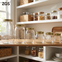 4oz 8oz 12oz 16oz 32oz 64oz glazen weckpot met brede opening voor voedselbewaring met metalen schroefdeksel