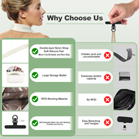 Clip and Go Strap pour téléphone avec portefeuille Crossbody Phone Lanyard Réglable et détachable avec fenêtre d'identification et fermeture éclair