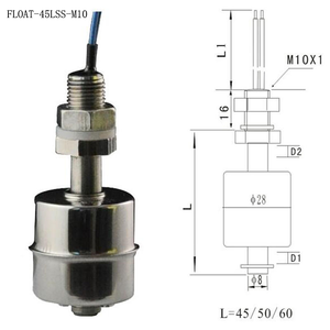 Capteur de niveau de liquide vertical à roseau SUS304 M10, interrupteur de niveau à flotteur pour réservoir d'eau, normalement ouvert, 24V CC, contrôle de pompe à eau, 45-65mm - Product Image 6