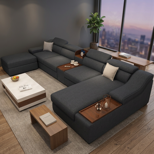 Sofá Moderno de Lujo de Tres Plazas con Cojín Tapizado y Diseño Curvo para Sala de Estar de Apartamentos y Villas - Product Image 2
