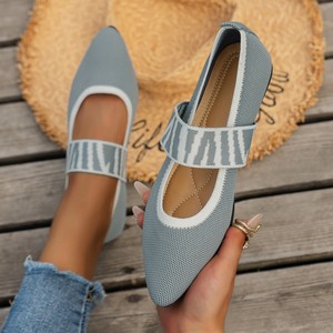 Zapatillas de deporte de verano para mujer de fábrica, zapatos planos tobilleros sin cordones de punto duradero, zapatos informales de talla grande para mujer <span class=keywords><strong>con</strong></span> características antideslizantes - Product Image 5