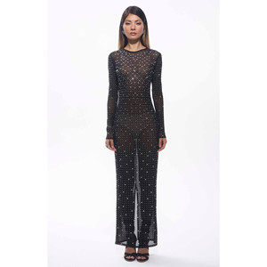 Robe maxi en maille cristal Sasso noire - Product Image 3