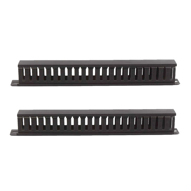 Horizontal Cable Manager Tray Rack Mount Metal Tidy Cord Patch Panel 1U 19 Inch Organizer Self Cable Management