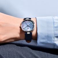 PAGANI DESIGN Uhr, elegante Damenuhr mit natürlichem Perlmutt, Quarzuhr, Vintage, ovales Zifferblatt, Lederarmband, Damenuhr, Geschenk