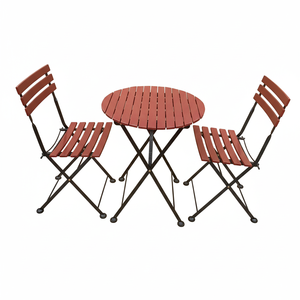 Conjunto de Bistró Plegable de Madera de Acacia con Patas de Acero Pintadas en PU, para Comer al Aire Libre, Duradero, Ligero, Ecológico, Diseño Minimalista - Product Image 1