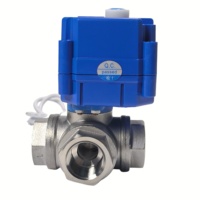 Vanne à boisseau sphérique motorisée électrique 3 voies 12/24V 1/2 3/4 1'' en acier inoxydable SS304 316L, 2 fils, retour automatique, sécurité en cas de panne, commande marche/arrêt port T/L
